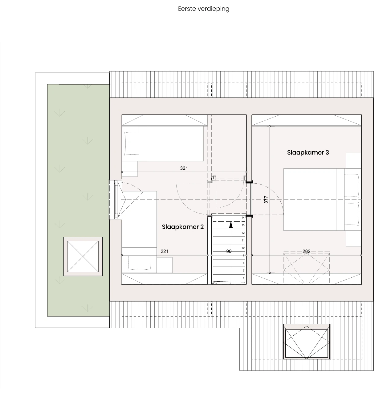Plattegrond van het Polderhuis, eerste verdieping