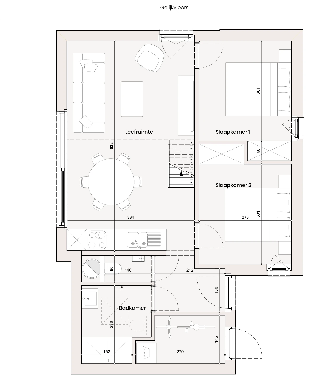 Plattegrond van het Vissershuis, gelijkvloers