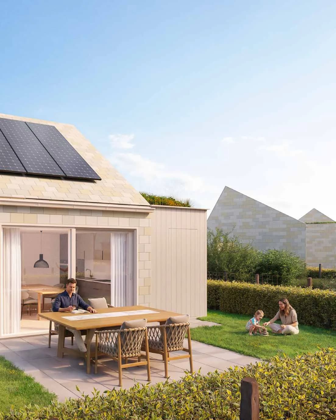 Polderhuis met zadeldak en zonnepanelen